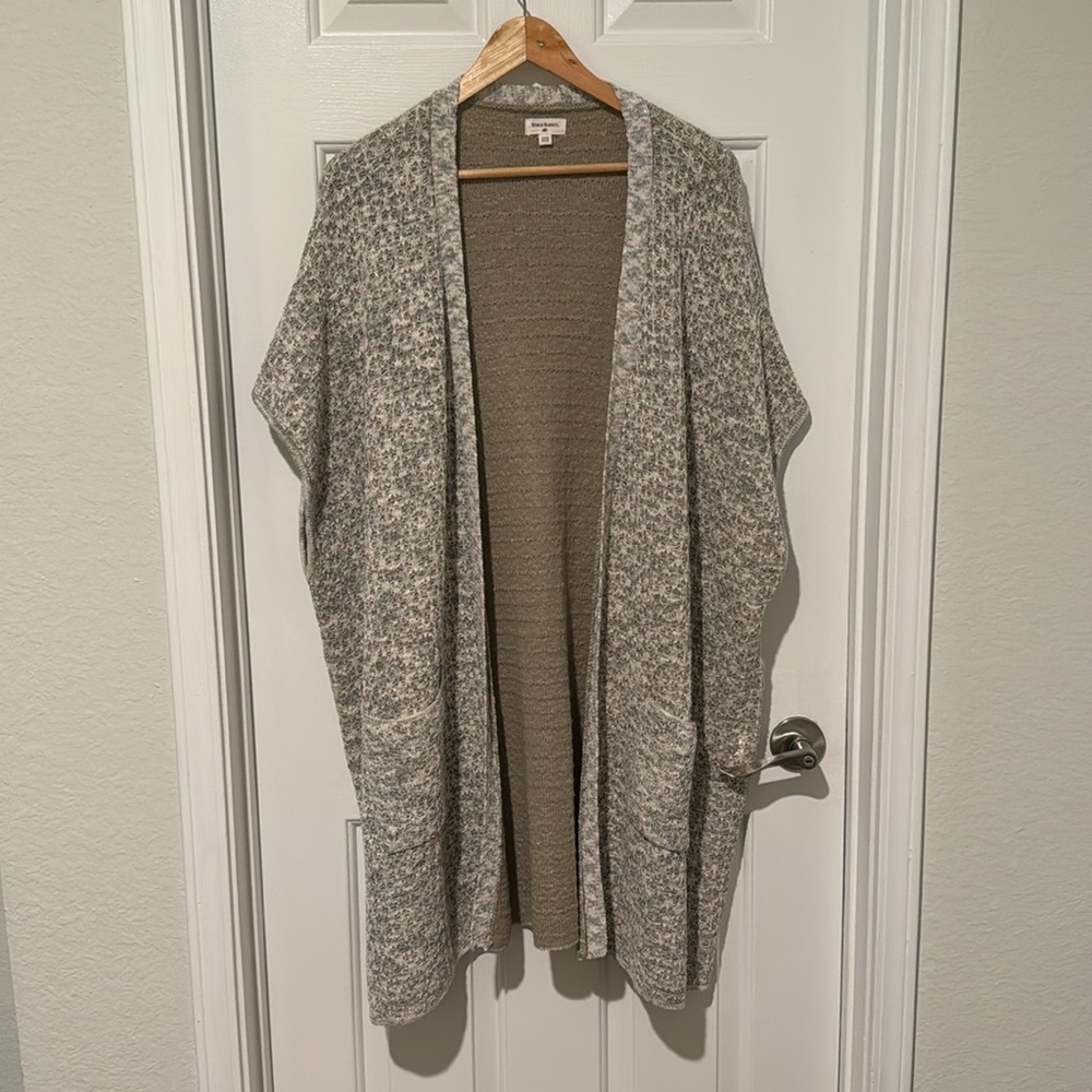 World Market One Size Kimono Cardigan Poncho Duster L XL 1X 2X 3X Pockets Taupe - Picture 11 of 12